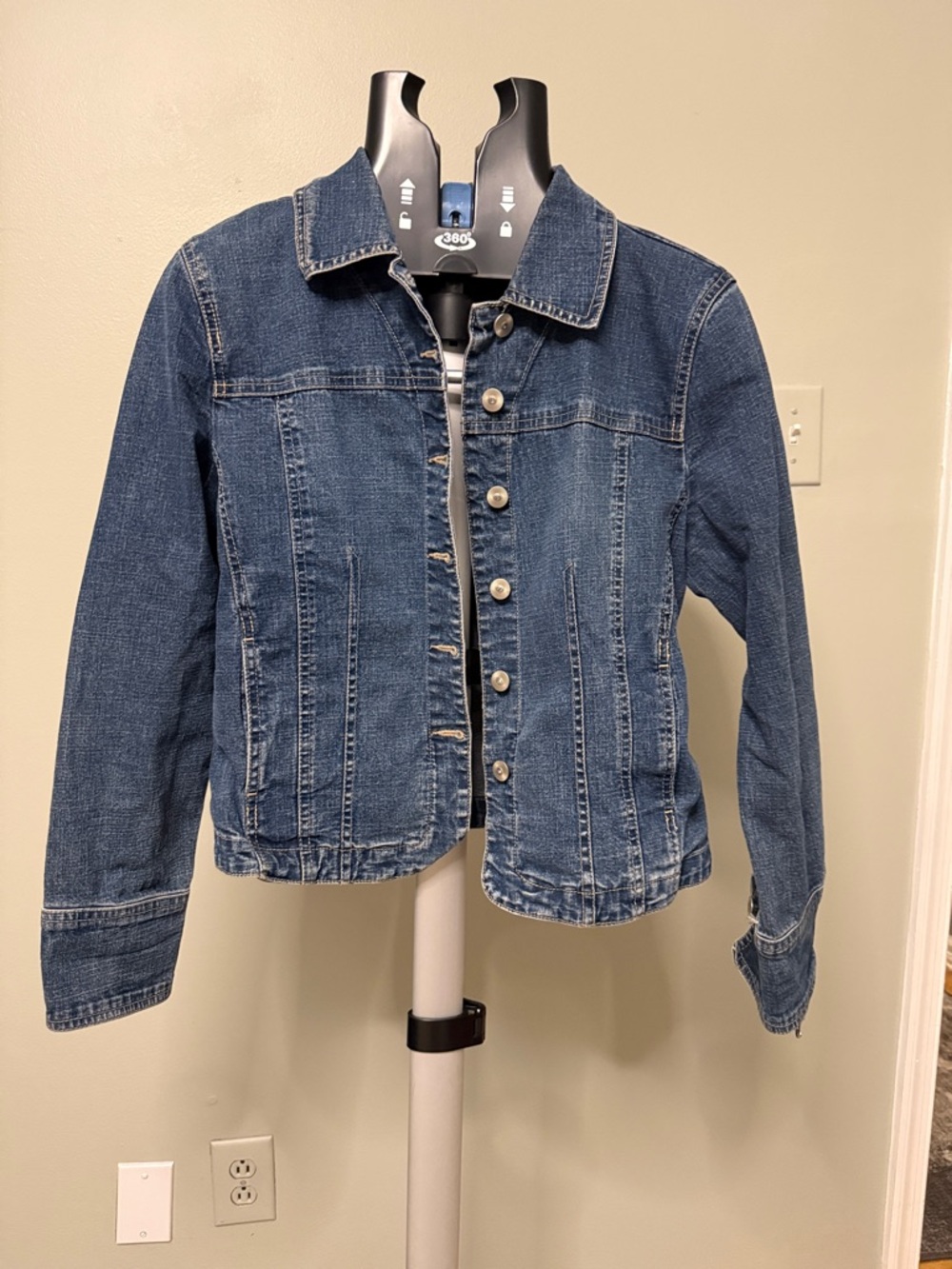 Hand-Painted Pop Art Denim Jacket - Pink, Blue, Yellow - Picture 2 of 3